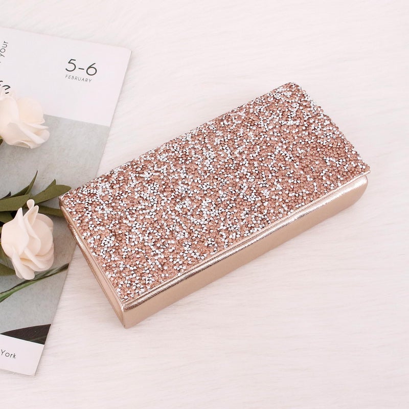 Naimo Bling Shiny Rhinestone Wedding Evening Party Clutch Handbag Purse (Champagne) - Image 4